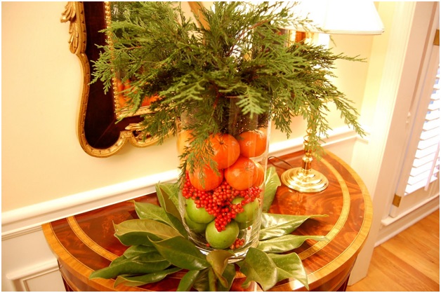 A Christmas Centerpiece with Fruits