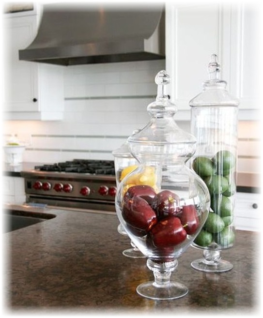 Fruits by Colors in Transparent Vases