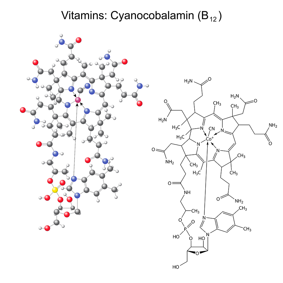 Chemical Formula and Model of Vitamin B12