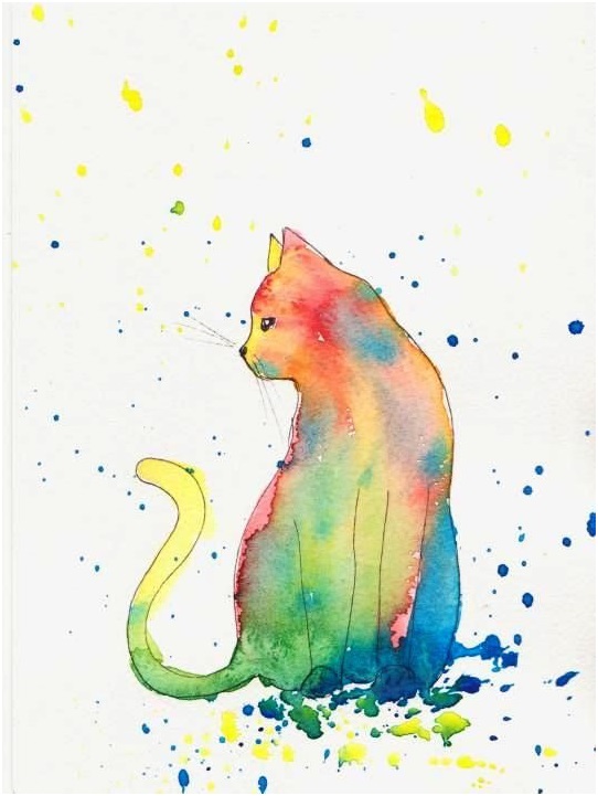 A Watercolor Cat Painting