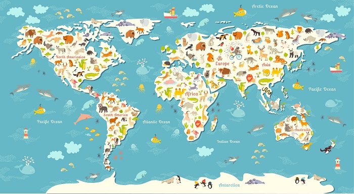An Animals World Map for Children