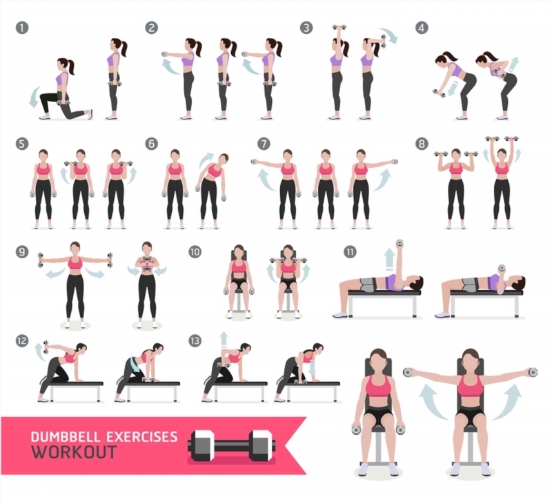 Poster of Woman dumbbell workout fitness and exercises