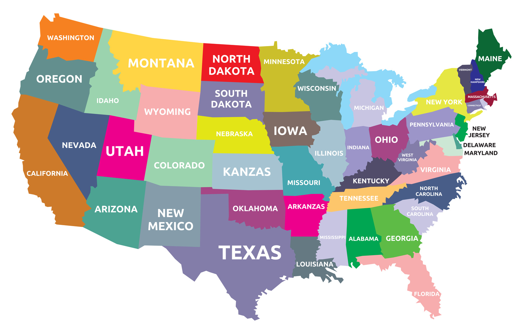 Штат сша 7 букв на а. Штаты США. Самый большой штат Америки. Карта США. Карта Америки со Штатами.