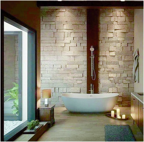Stone Wall in Bathroom