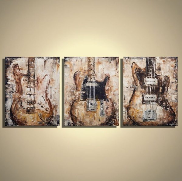 Guitar Paintings for Rustic Wall Decor