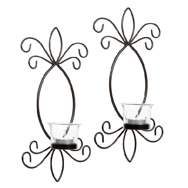 Wrought Iron Wall Decor: Review of Hosley Iron Tea Light Candle Wall Sconces