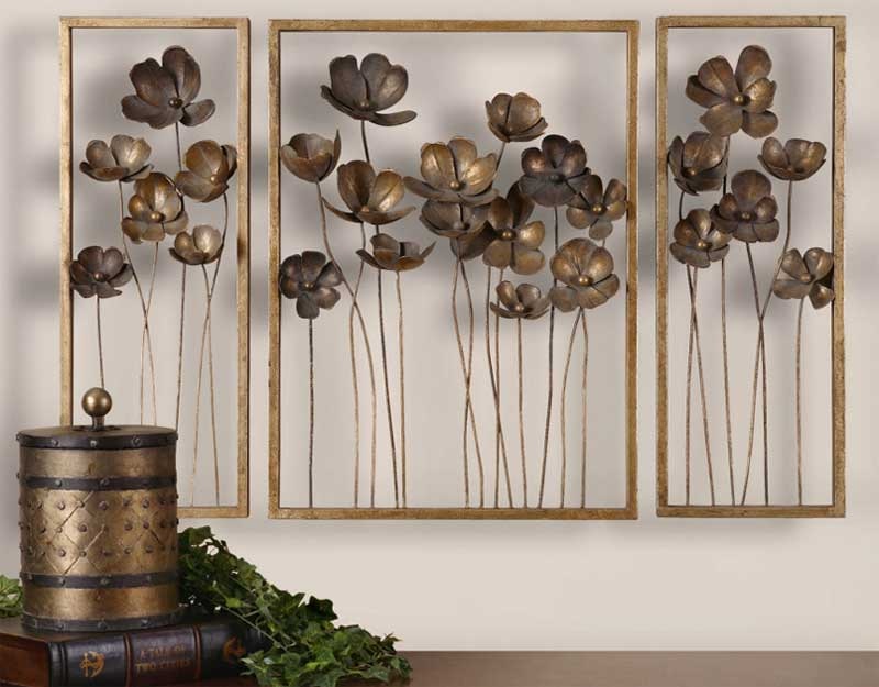 Metal Wall Art with Flowers