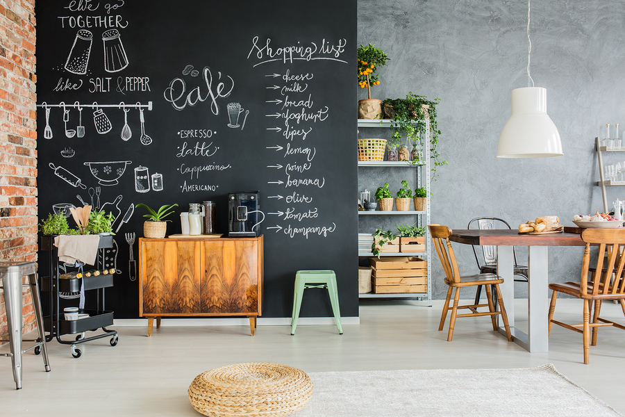 blackboard on kitchen wall