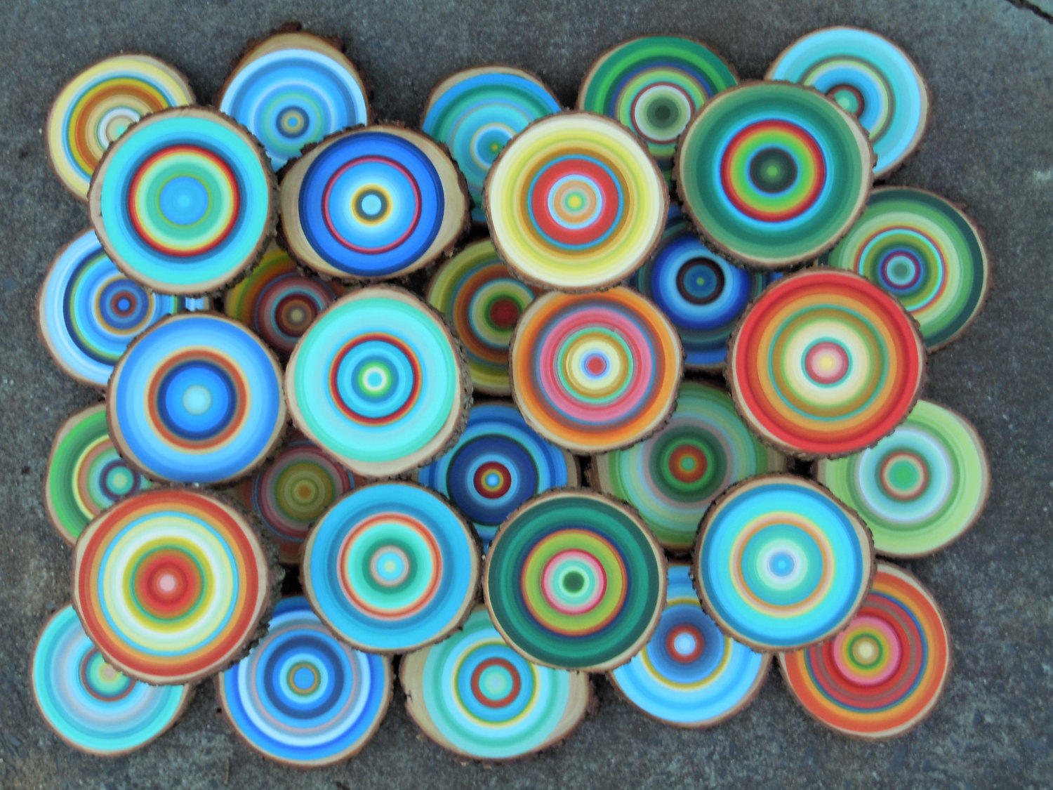 Colorful Art from Wood Slices