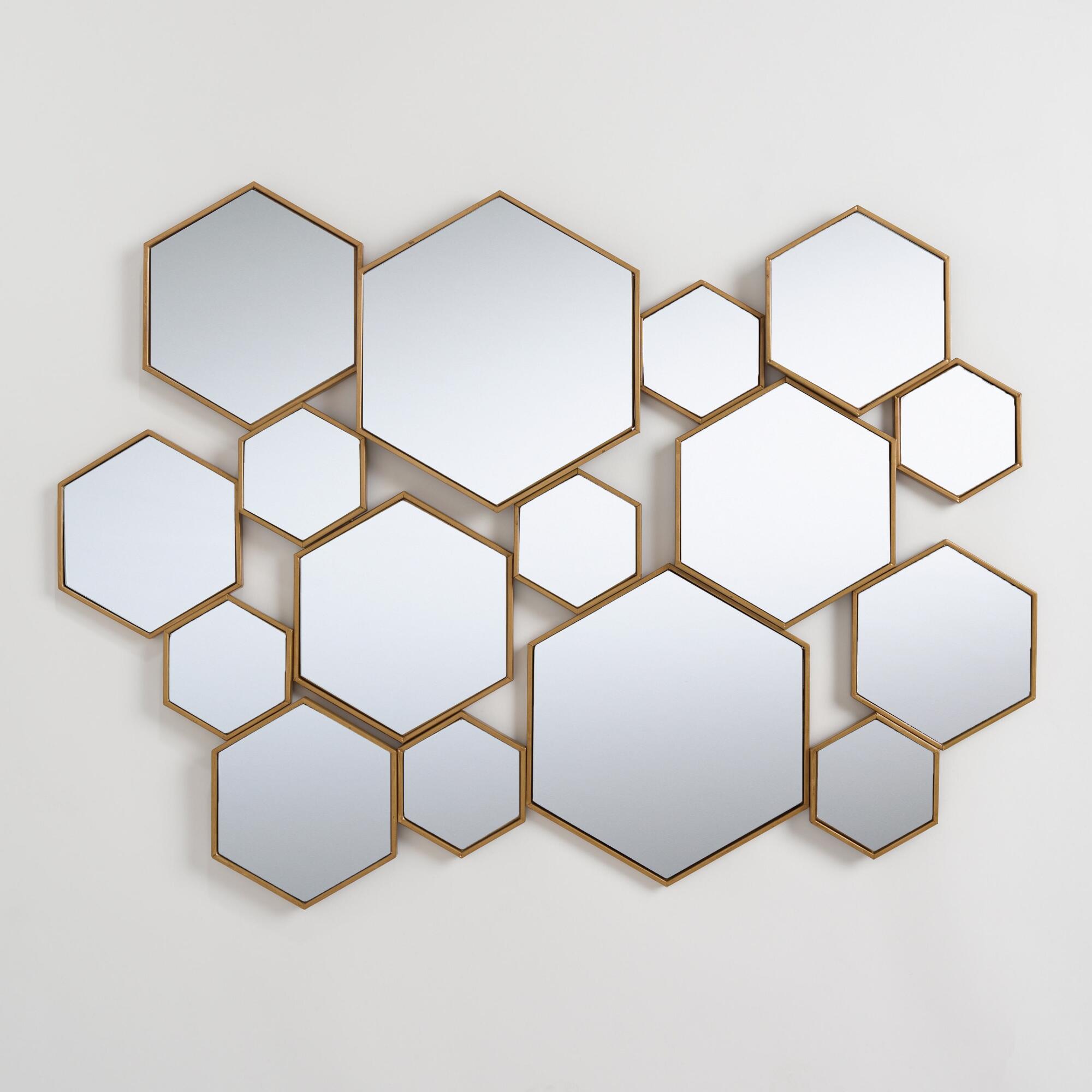 Brass Metal Hexagonal Mirror