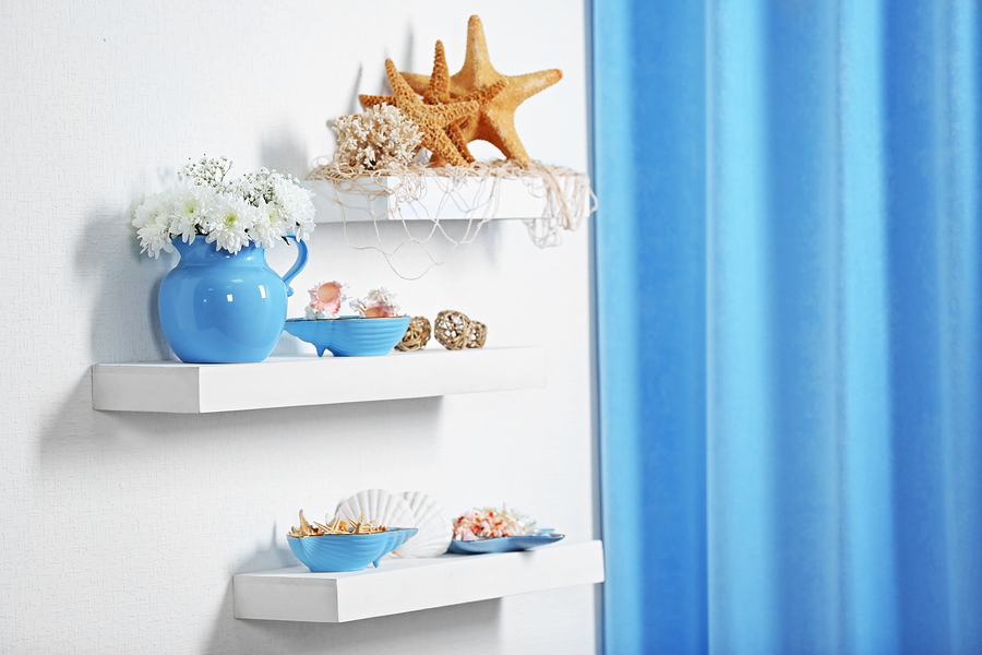 Shelves with Beach-Themed Details